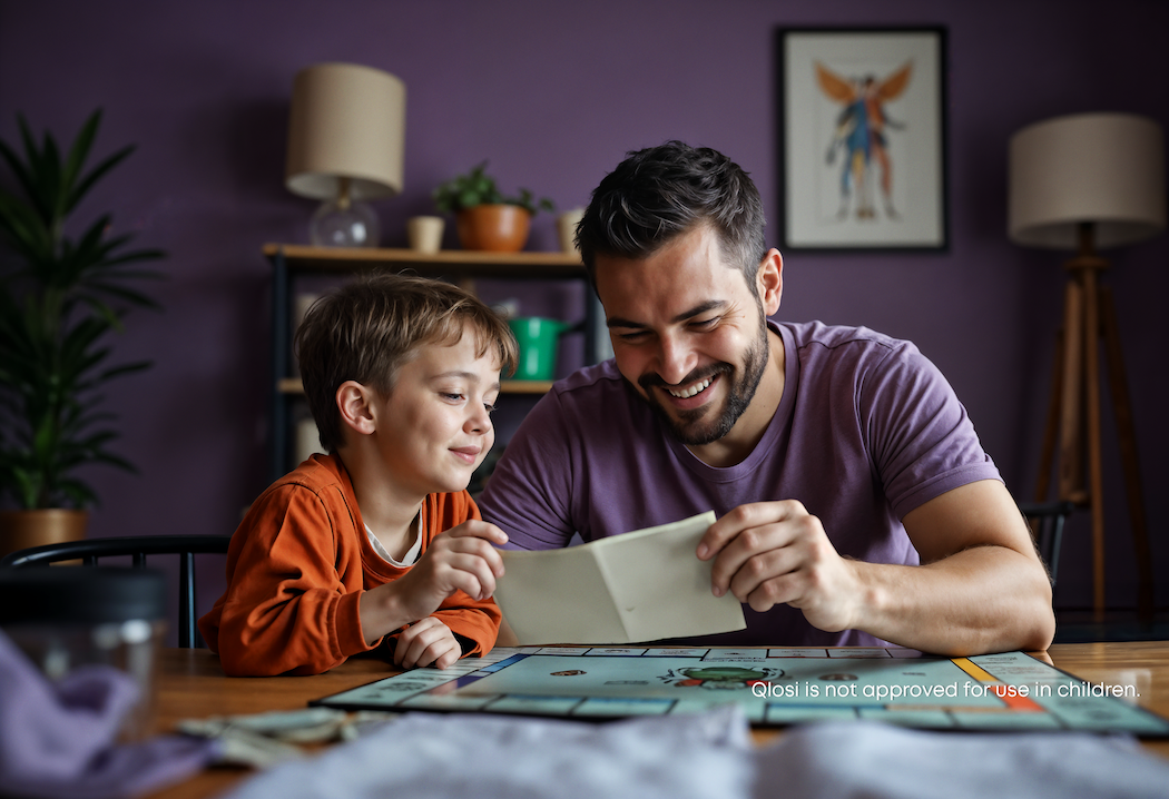 a man and his son playing a game a man and his son playing a game